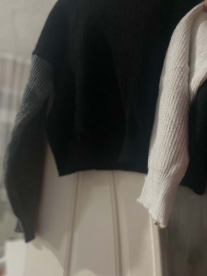 Siyah Gri Kadın Örgü Kazak S - Görsel 2