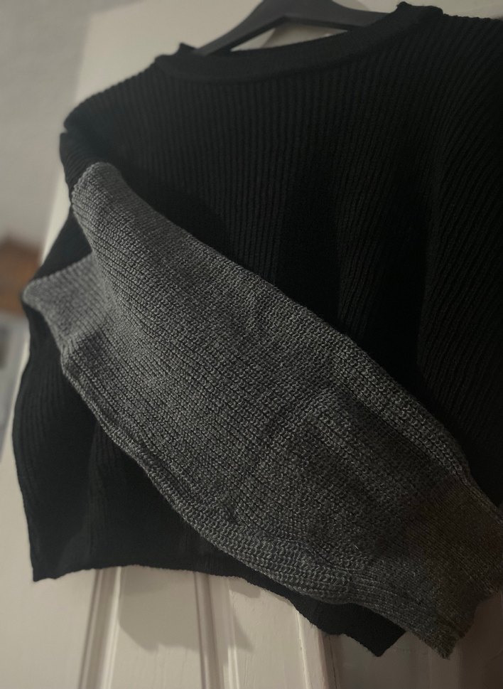 Siyah Gri Kadın Örgü Kazak S - Görsel 3