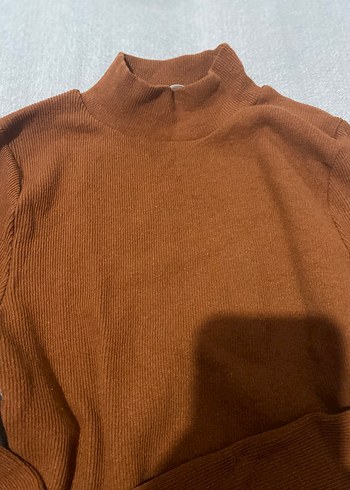 Kahverengi Yarım Balıkçı Yaka Kadın Kazak S-M - Görsel 2