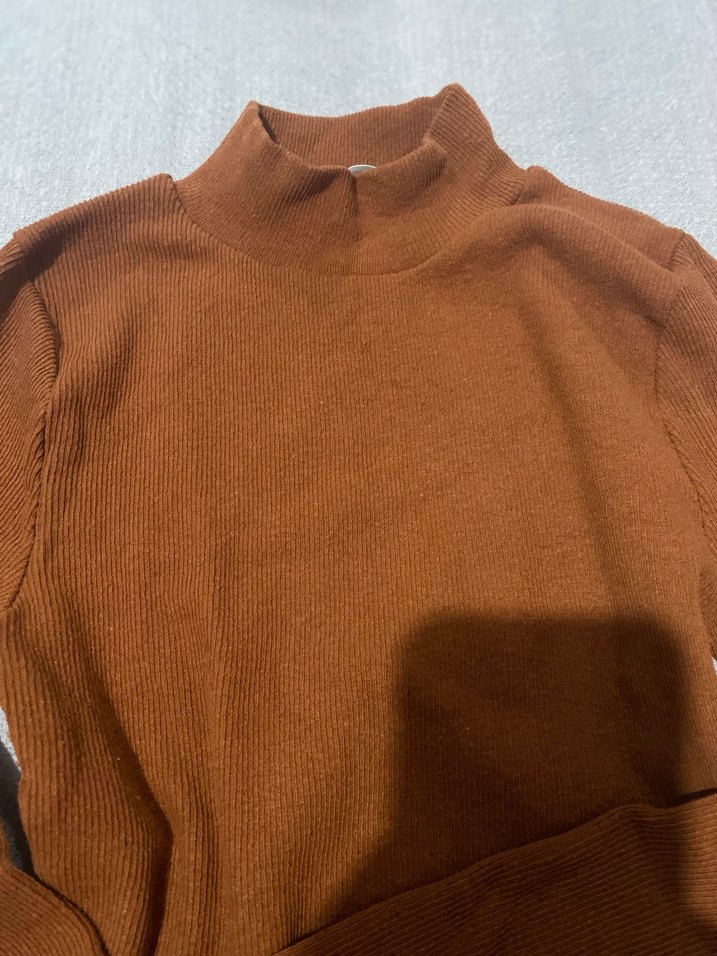 Kahverengi Yarım Balıkçı Yaka Kadın Kazak S-M - Görsel 2