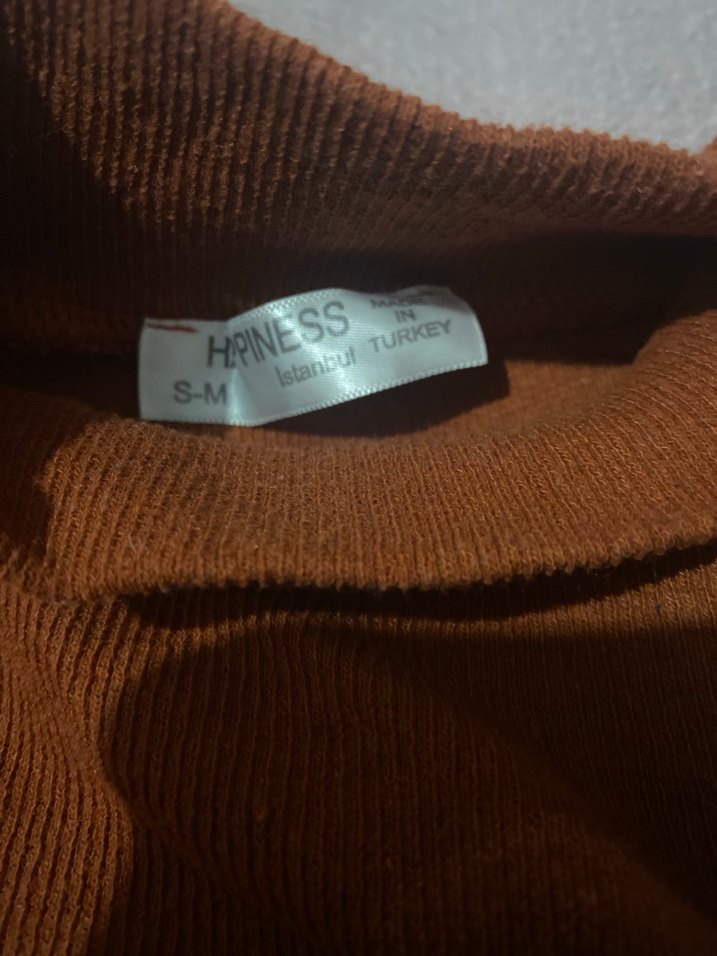 Kahverengi Yarım Balıkçı Yaka Kadın Kazak S-M - Görsel 3