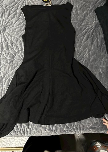 Siyah Kolsuz Yüksek Yakalı Kadın elbise - Görsel 2