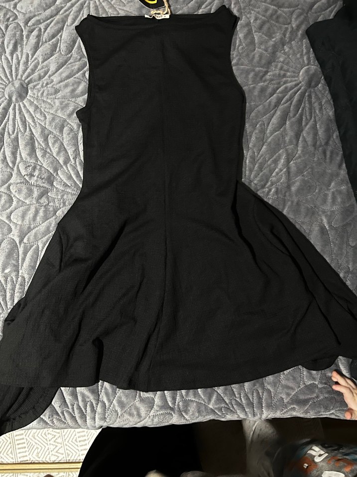 Siyah Kolsuz Yüksek Yakalı Kadın elbise - Görsel 2