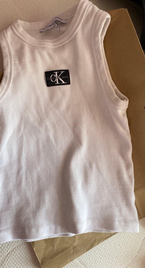 Calvin Klein Beyaz Crop Atlet - Görsel 2