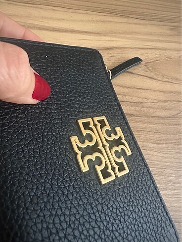 Beden Sıfır Tory Burch siyah deri cüzdan kartlık