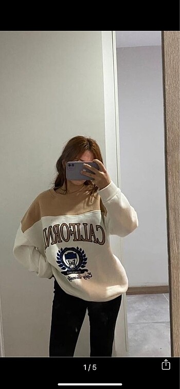 Bej baskılı yumoş sweat