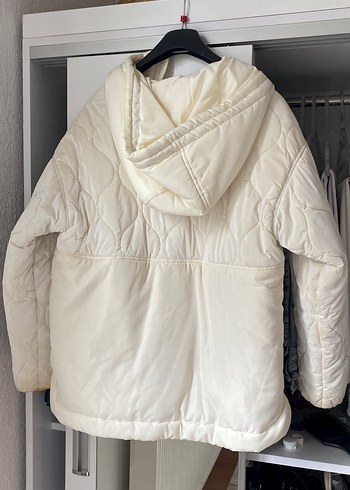 Beyaz Fermuarlı Kadın Kış Montu - Görsel 4