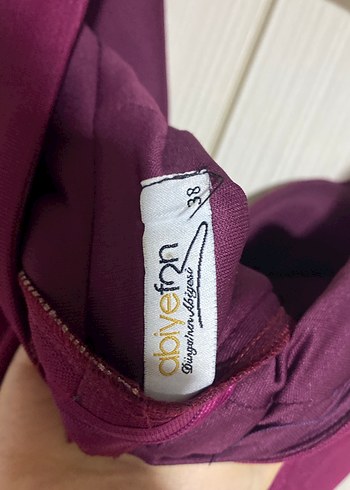 Bordo V Yakalı Midi Abiye Elbise - Görsel 3