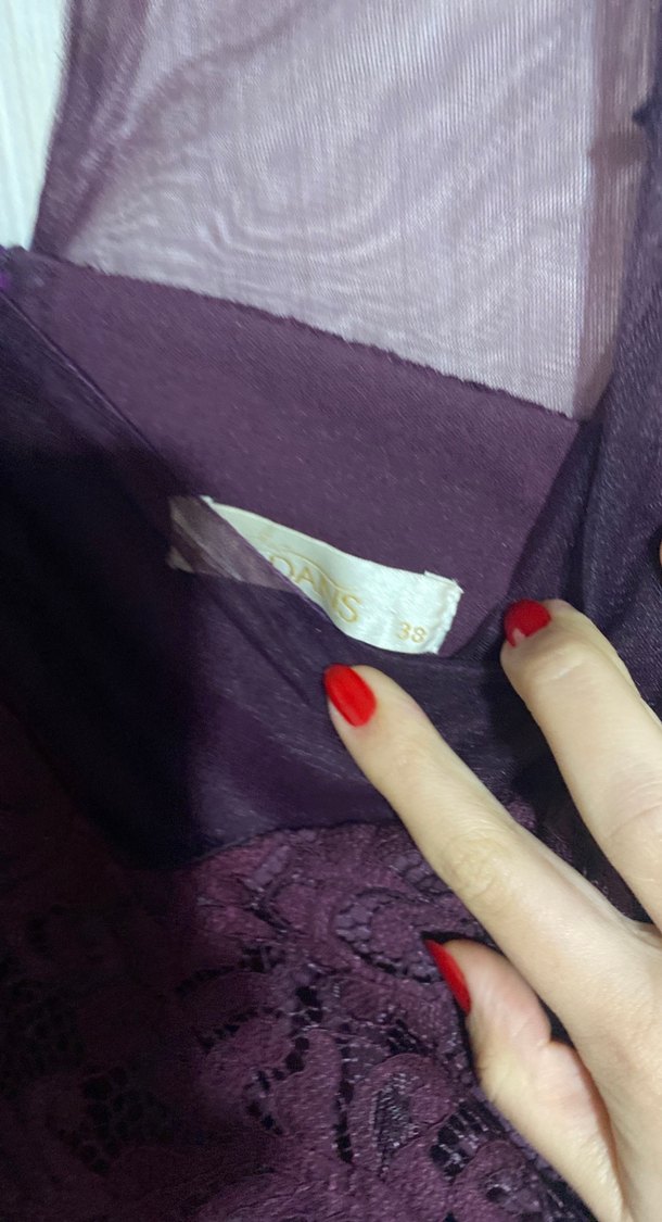 Bordo Dantel Midi Straplez Gece Elbisesi - Görsel 3