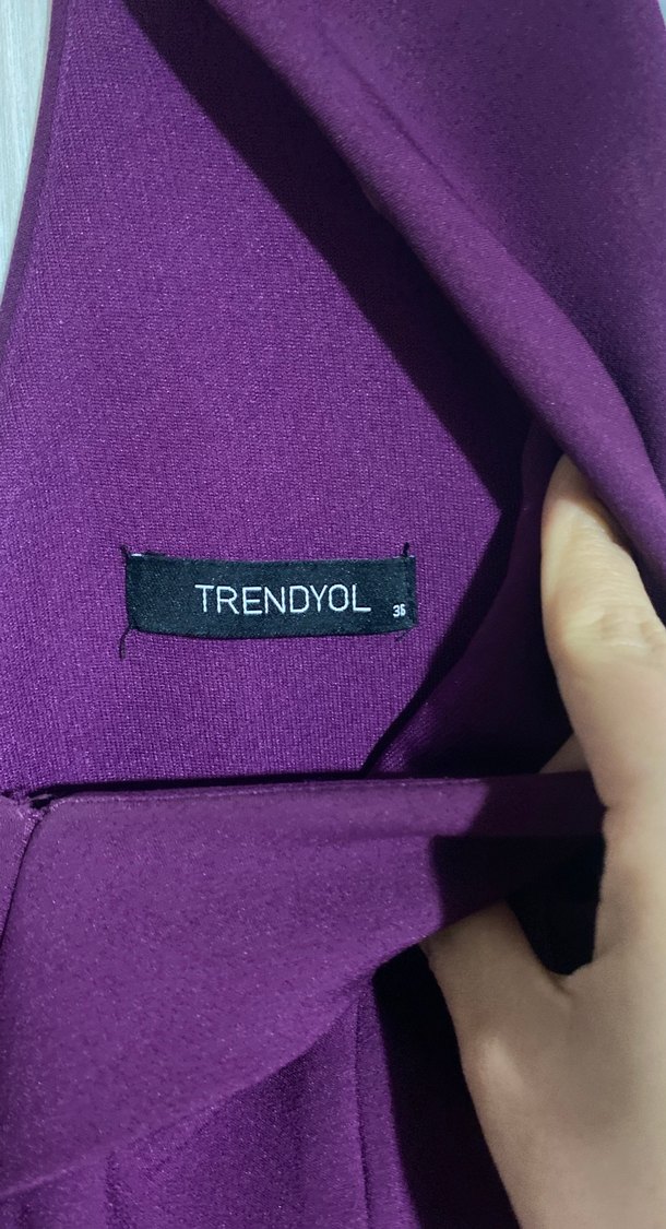 Mor Drapeli V Yakalı Midi Elbise - Görsel 3