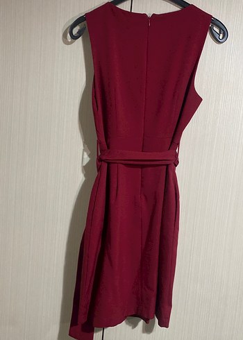 Bordo Drapeli Midi Kadın Elbise - Görsel 3