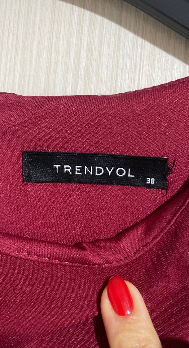 Bordo Drapeli Midi Kadın Elbise - Görsel 2