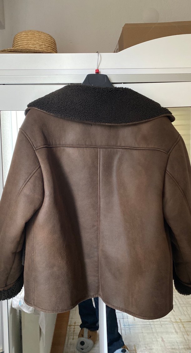 Kahverengi Kürklü Deri Kadın Ceket - Görsel 4
