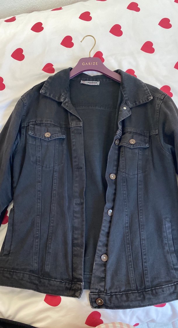 Siyah Düğmeli Kadın Denim Ceket - Görsel 2