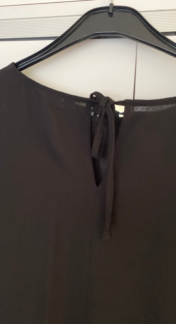 Siyah, Fırfırlı, Midi Boy, Gevşek Kesim Elbise - Görsel 5