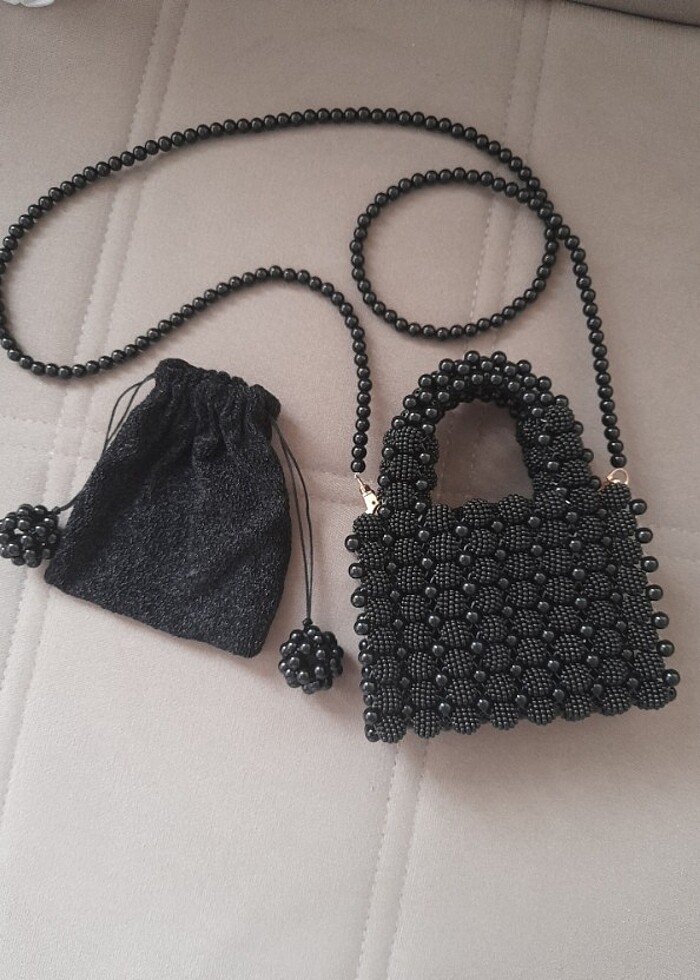 Siyah Boncuk Çanta Böğürtlen Boncuk - Görsel 2