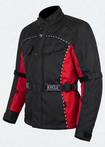 Diğer Siyah Kirmizi Detayli Cycle Biker Ceket L Beden
