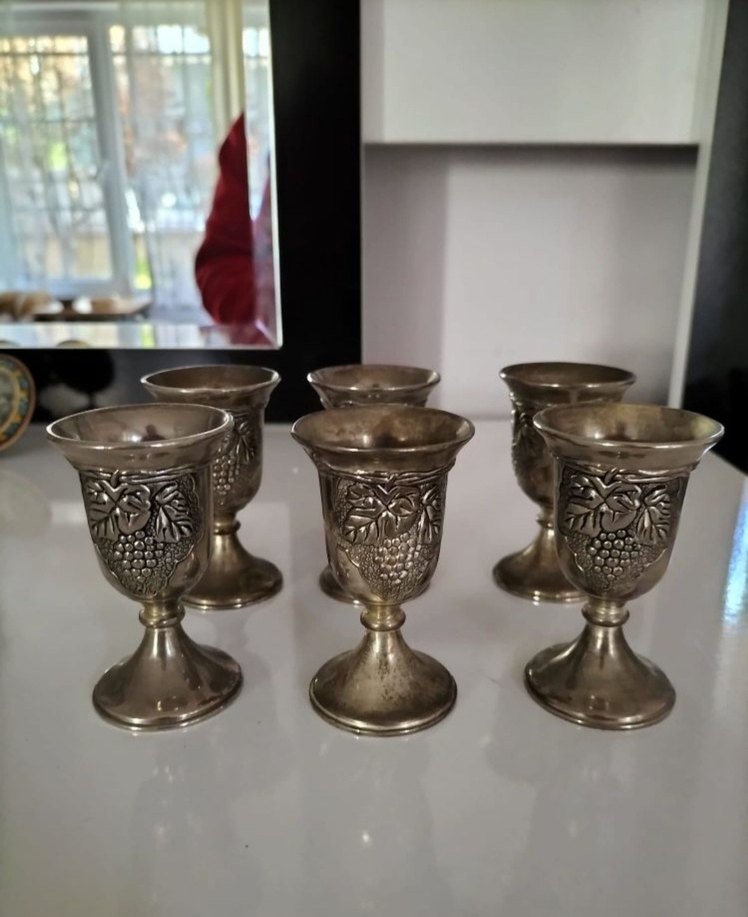 Alman Gümüşü Ayakli Kadeh Seti 
Şerbetlik yükseklik 7.5 cm. - Görsel 3