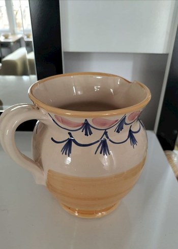 Italyan El Yapimi Desenli Seramik Sürahi - Görsel 3