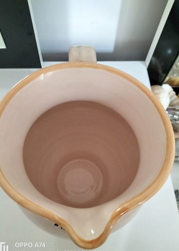 Italyan El Yapimi Desenli Seramik Sürahi - Görsel 2