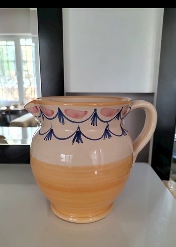 Italyan El Yapimi Desenli Seramik Sürahi - Görsel 4