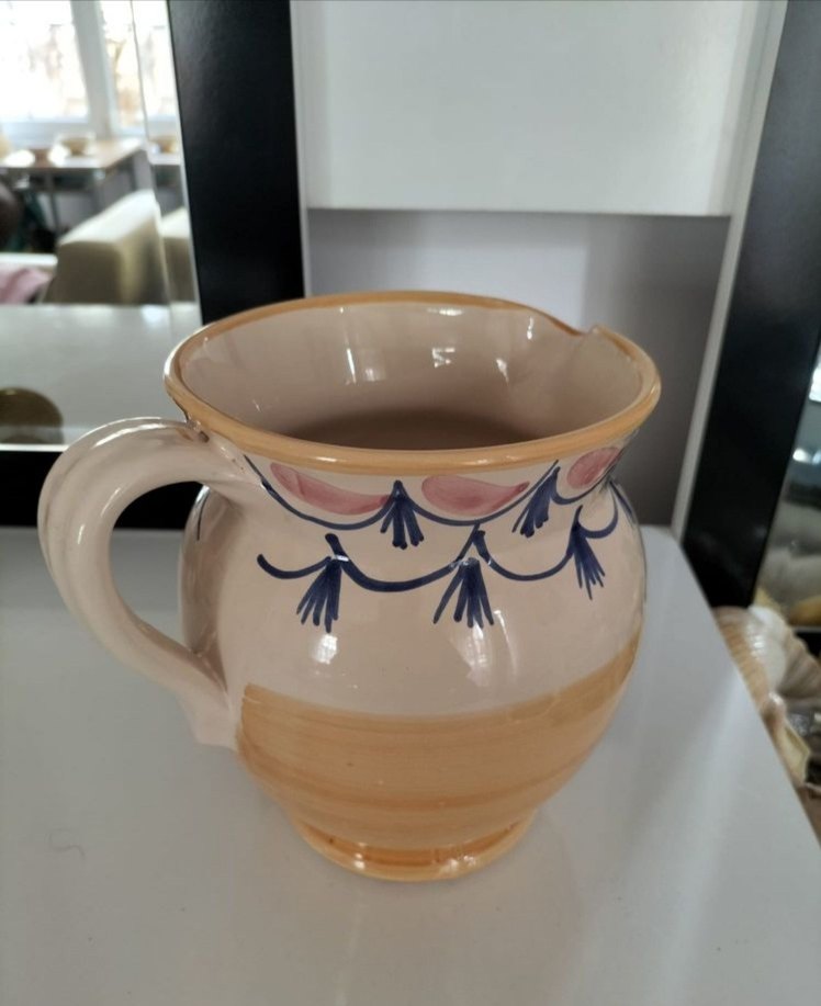 Italyan  El Yapimi Desenli Seramik Sürahi - Görsel 3