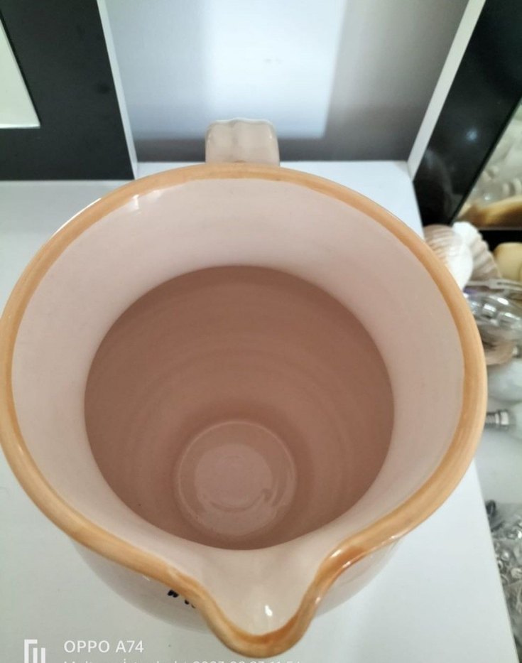 Italyan  El Yapimi Desenli Seramik Sürahi - Görsel 2