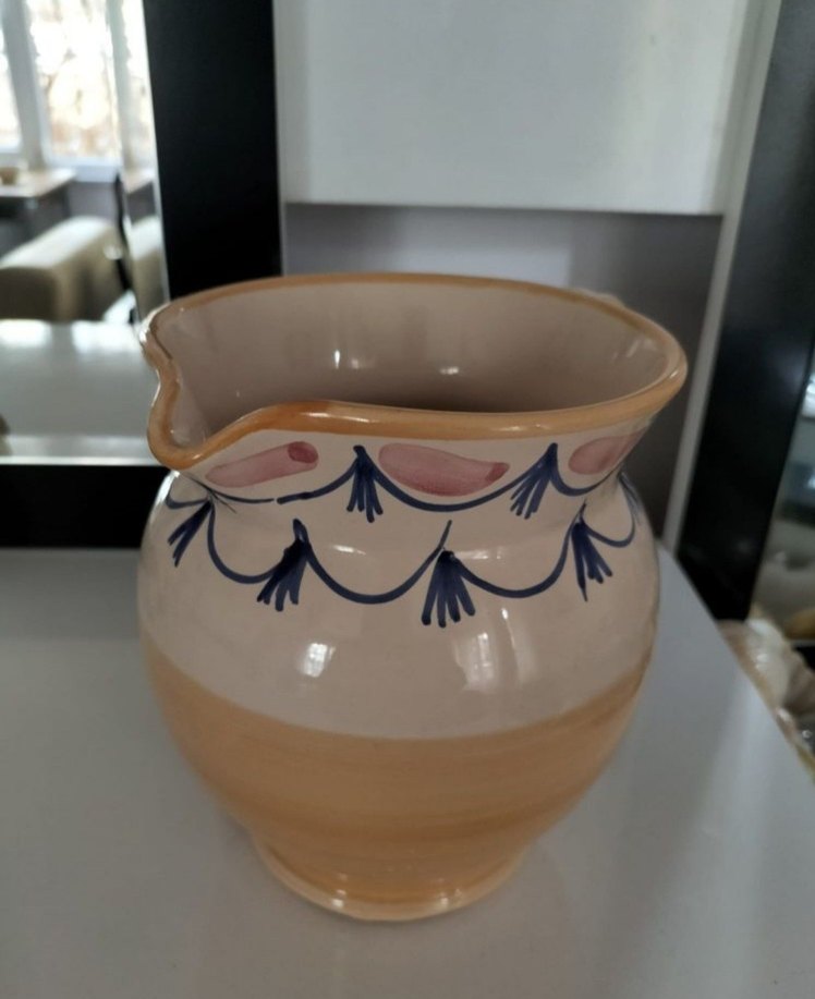 Italyan  El Yapimi Desenli Seramik Sürahi - Görsel 5