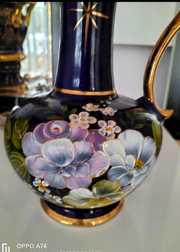 Eskilerden El Boyama Desenli Klasik Kobalt Vazo - Görsel 2