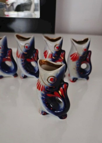 Italyan Seramik Koi Balık Figürlü Vazo Seti - Görsel 2