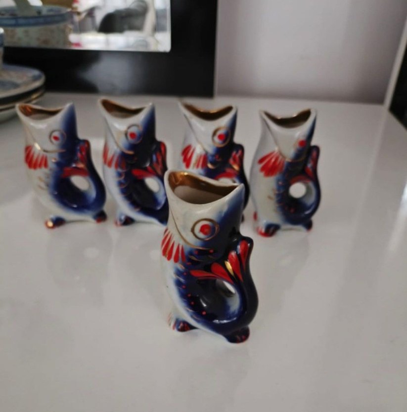 Italyan Seramik Koi Balık Figürlü Vazo Seti - Görsel 2