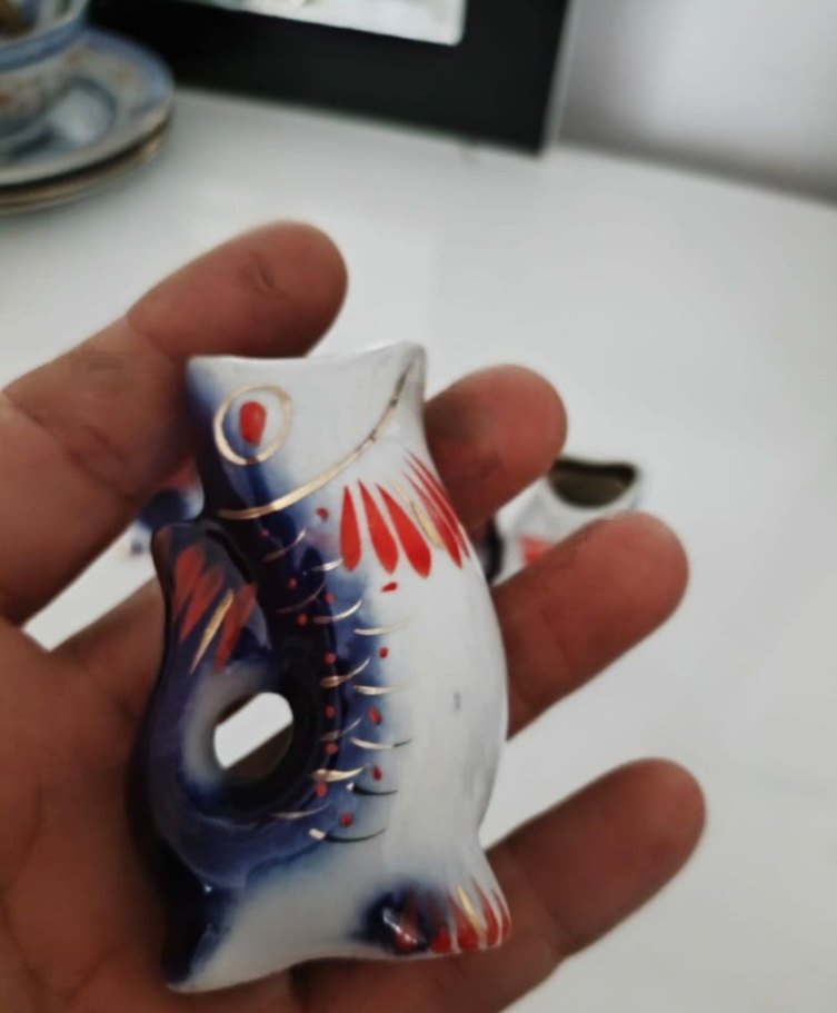 Italyan Seramik Koi Balık Figürlü Vazo Seti - Görsel 5