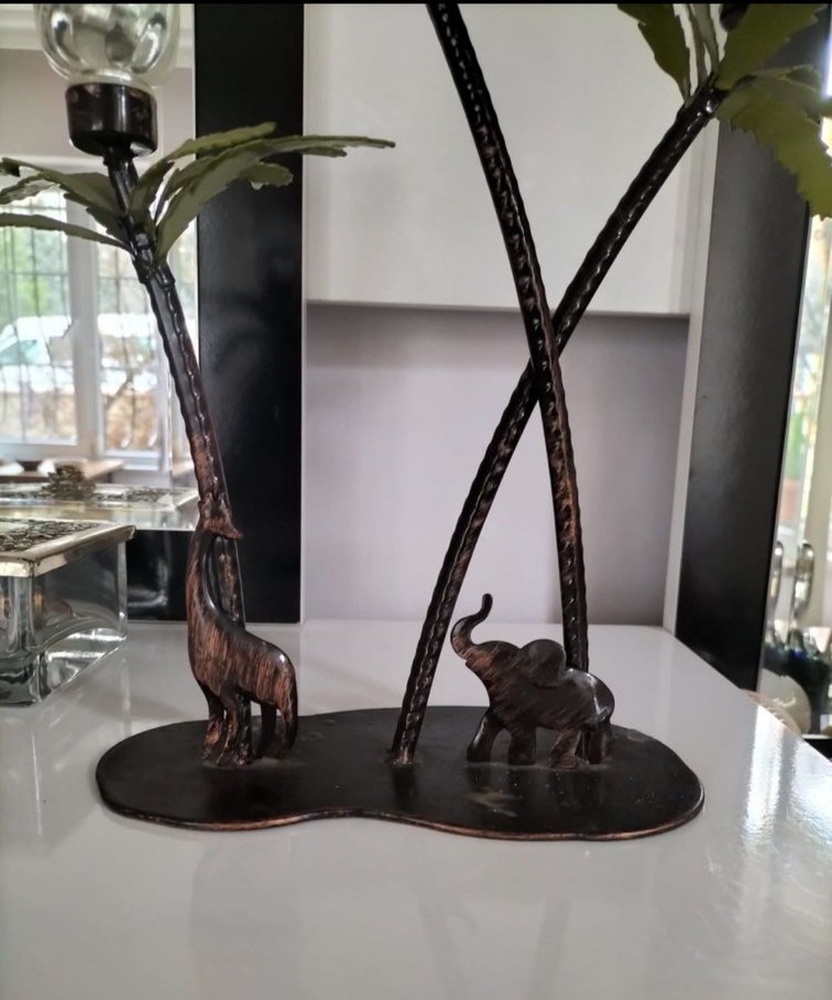 Eskilerden Fil Figürlü Üçlü Bakir Mumluk - Görsel 4