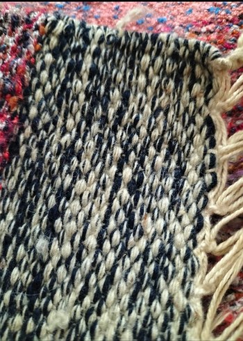 Anadolu Renkli Çizgili Yün El Dokuma Kök Boya Kilim - Görsel 5