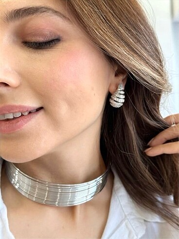 Beden gri Renk Özel Tasarım Choker