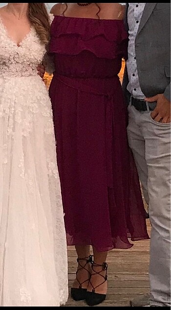 xl Beden bordo Renk Gece elbisesi
