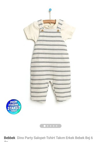 Gri Çizgili Erkek Çocuk Keten Tulum - Görsel 6