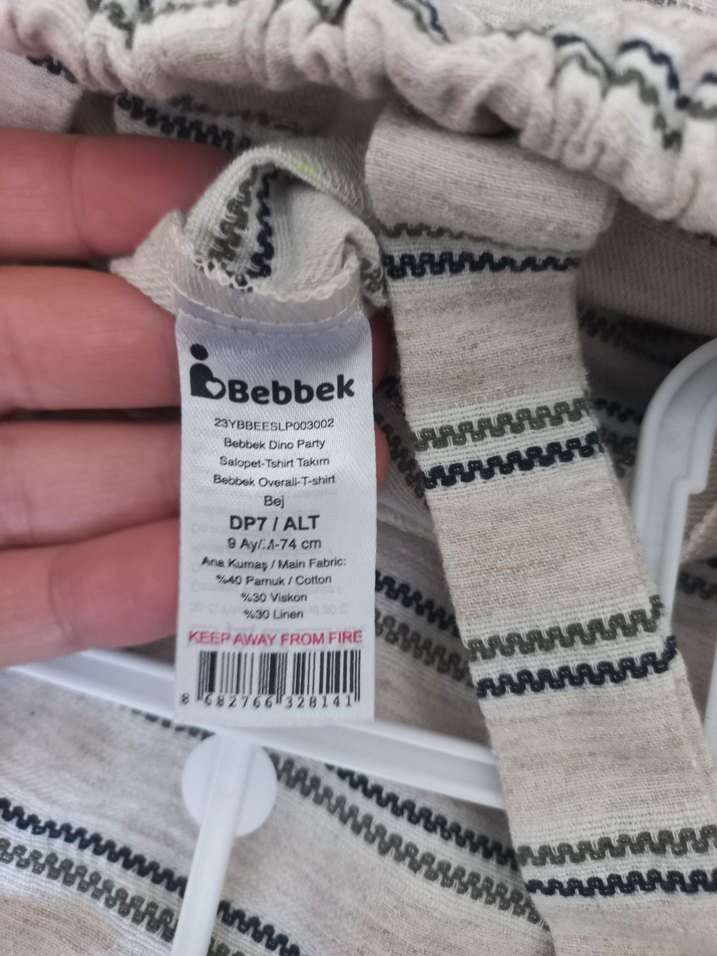 Gri Çizgili Erkek Çocuk Keten Tulum - Görsel 3