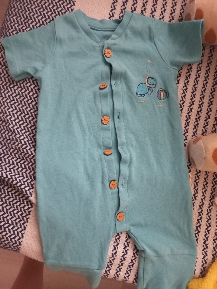 Düğmeli Turkuaz Erkek Bebek Tulum - Görsel 2