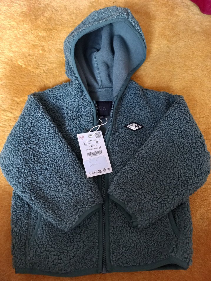 Zara kapüşonlu suni yünlü ceket - Görsel 2