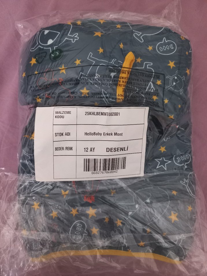 Erkek Bebek Kapüşnlu Desenli İçi Polar Mont 1-5 yaş aralığı var - Görsel 5