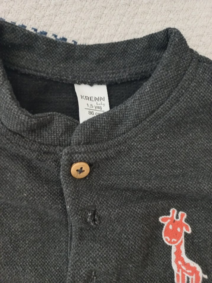 Gri Erkek Bebek Nakışlı Uzun Kollu Takım - Görsel 3