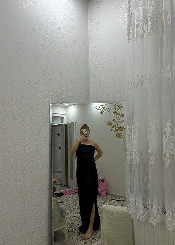 Diğer Siyah tek kol Drapeli Gotik Midi Elbise