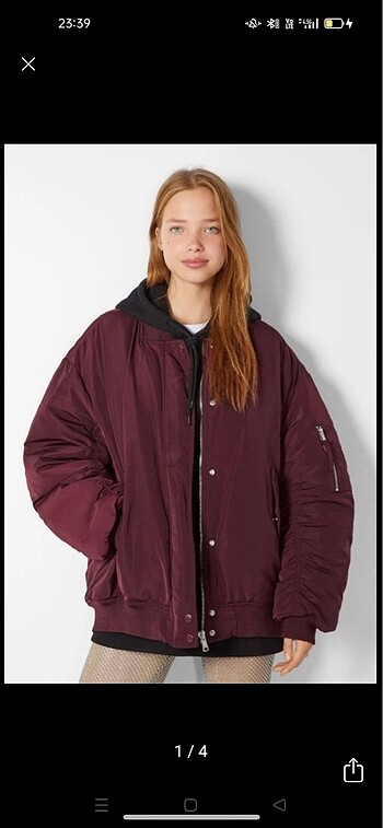 Bordo bomber ceket oversize