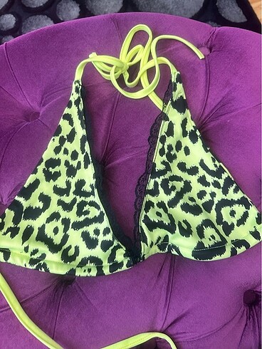 m Beden yeşil Renk Neon leopar desenli bikini