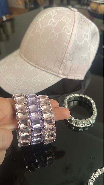 Swarovski pembe taşlı bileklik