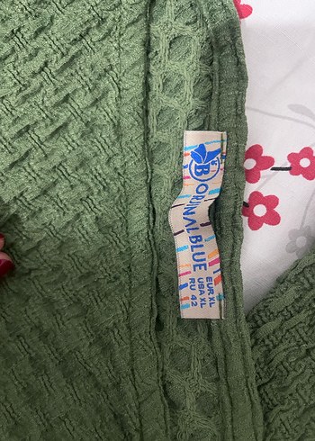 Örgü Dokulu Salaş Yeşil Kadın Pantolon - Görsel 4