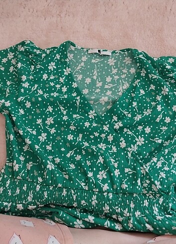 Diğer Yeşil çiçekli mini elbise tunik