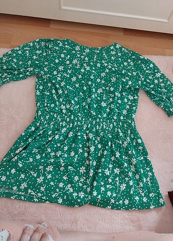 xl Beden Yeşil çiçekli mini elbise tunik