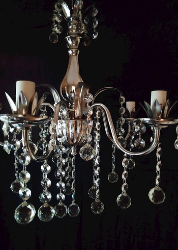 American Vintage Metal Çiçekli kristal taşli Avize